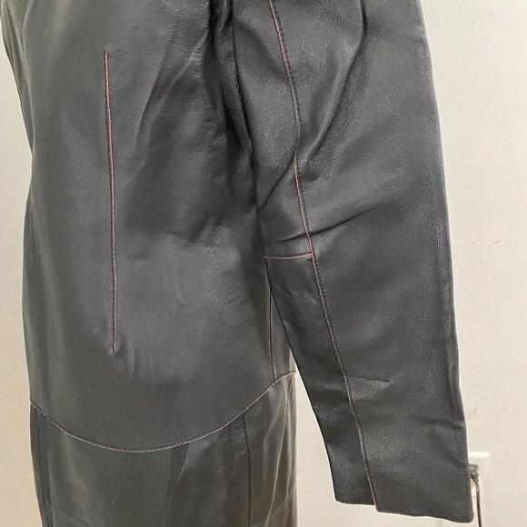 Madison Studio Black with Red Pin Stripe Leather Womens Jacket Size 8P - Picture 9 of 12
